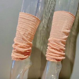 Peach and silver lightweight ankle leg warmers